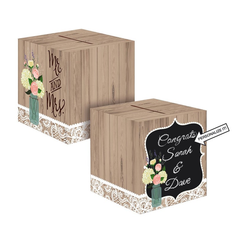 Creative Converting 088706 Rustic Wedding Card Holder Box (Single) , Multicolor , 12" x 12" -